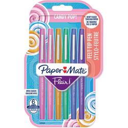 Paper Mate Flair-viltstiften | Medium punt (0,7 mm) | Diverse Candy POP-kleuren | 6 stuks